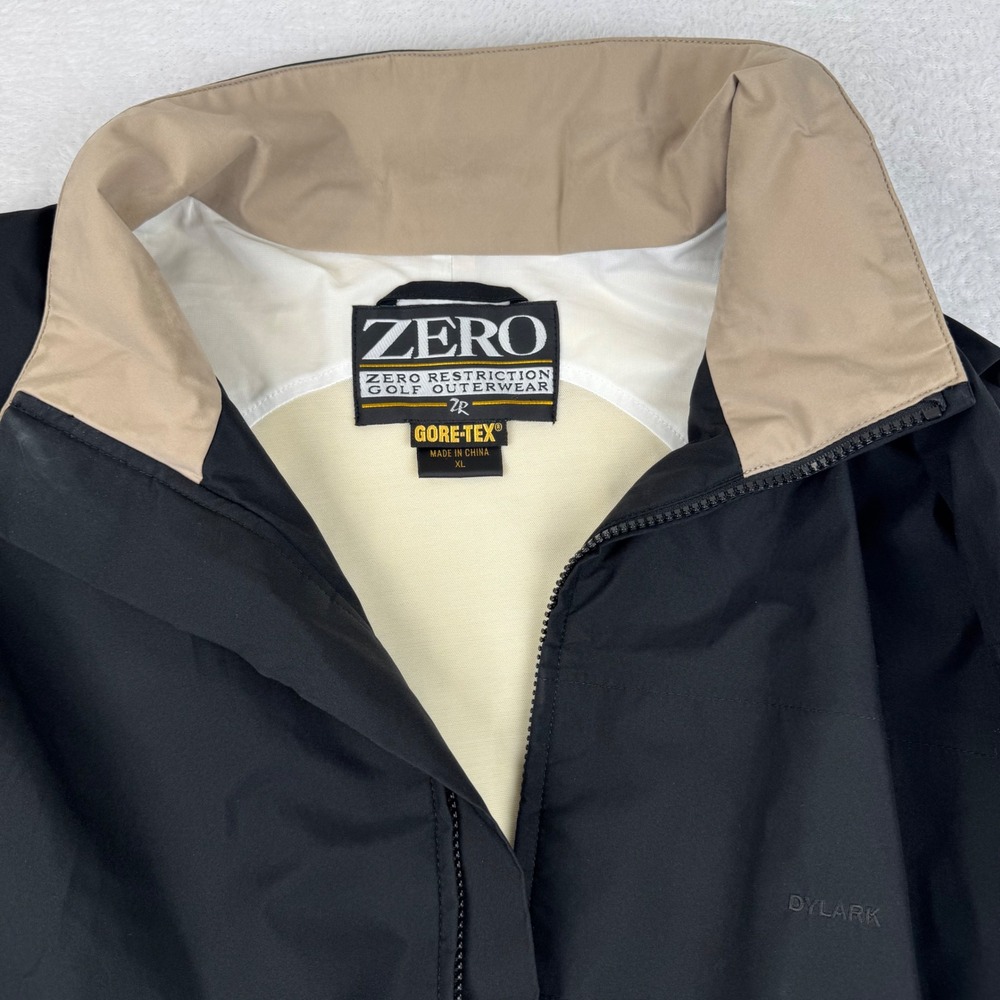 Zero Restriction Gore-Tex Golf Jacket Mens XL Black Tan Waterproof Windbreaker